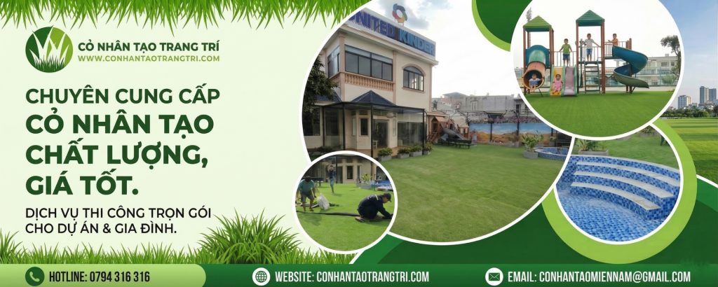 cỏ nhân tạo trang trí banner