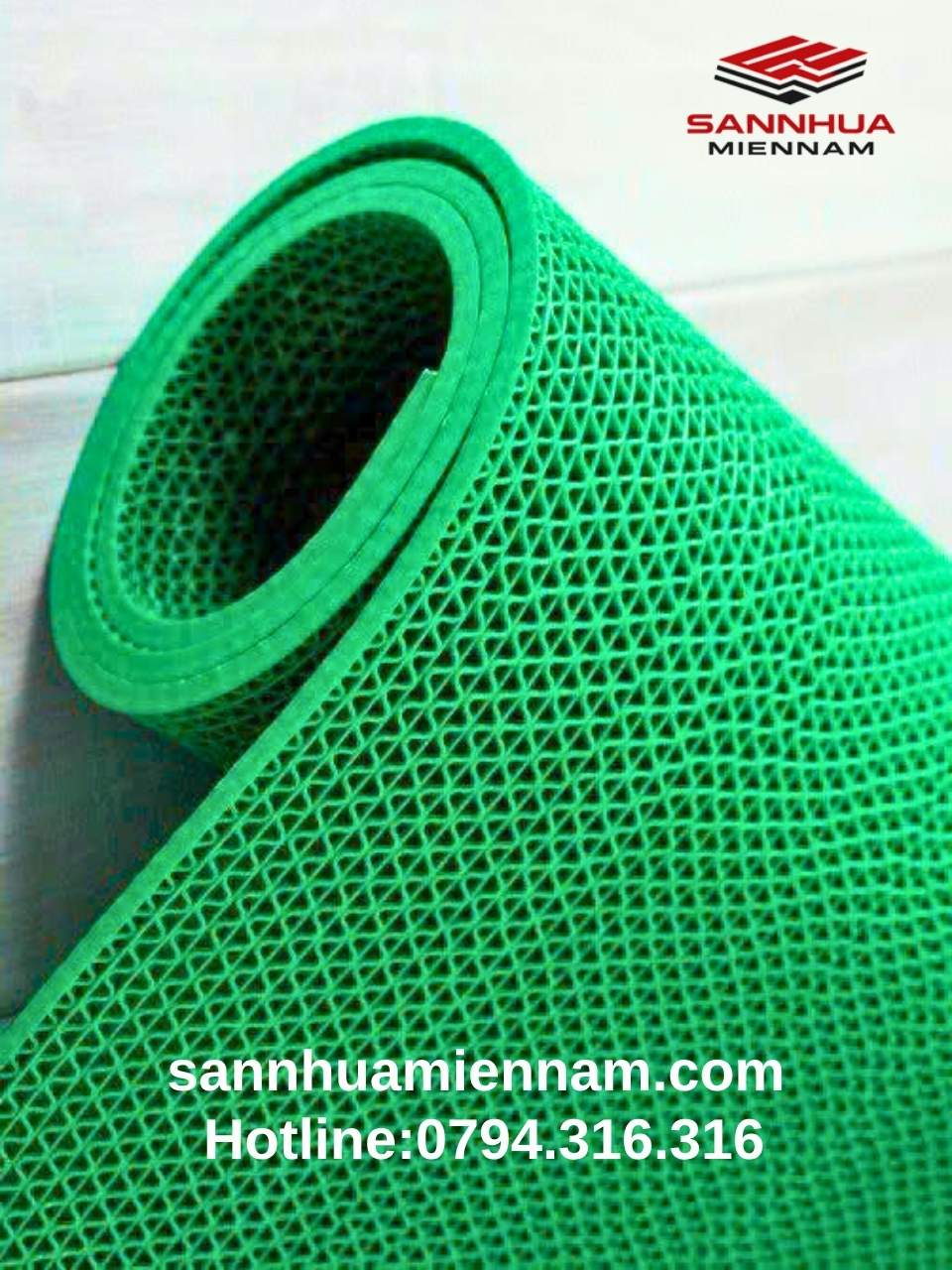 Sàn nhựa lưới chống trượt màu xanh lá - Ảnh 3